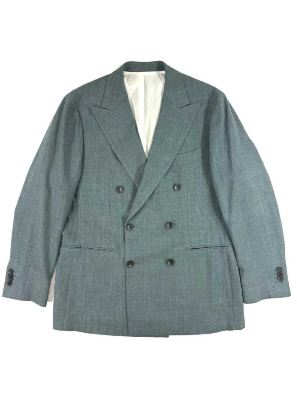 Suitsupply Havana Double Breast Suit Brescia E Thomas Linen Wool Silk Sz 44/36